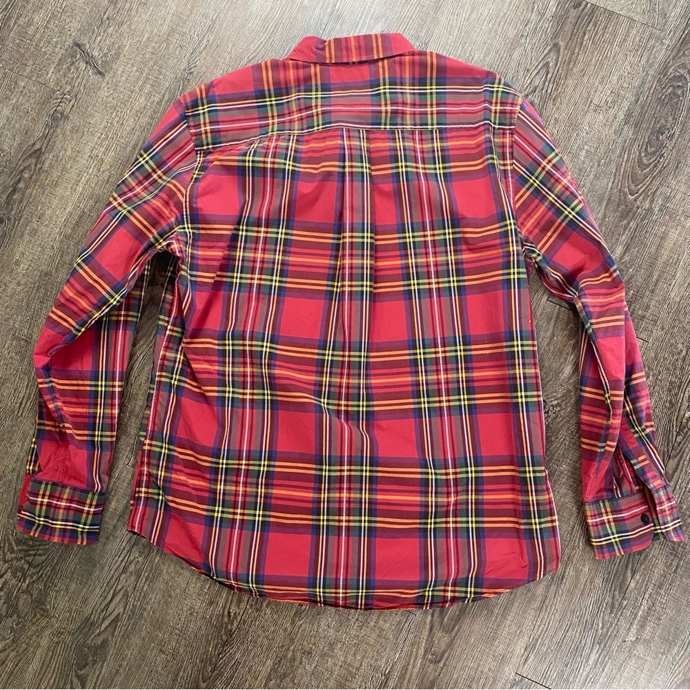Tommy Hilfgher Shirt Men XL Red Plaid Cotton Long Sleeve Button Down Slim Fit - Picture 7 of 10
